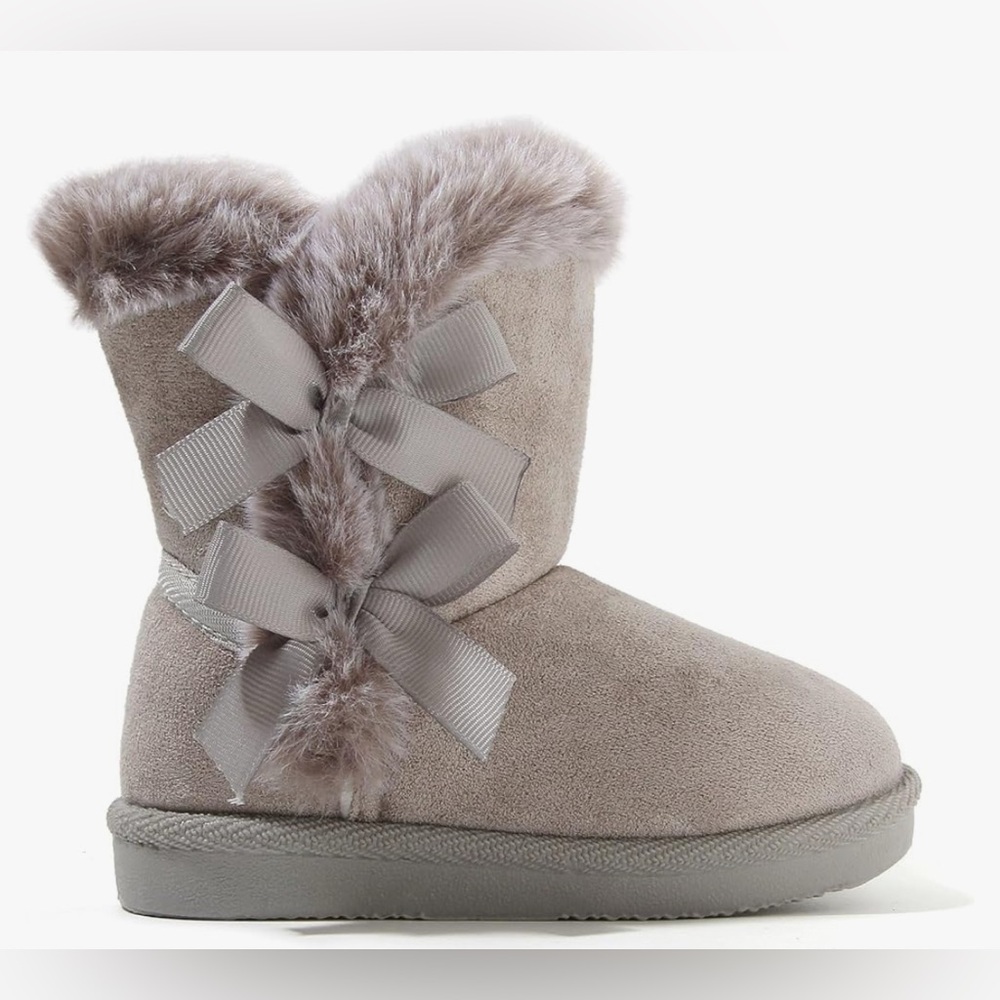 LONSOEN Kids Girls Boots Suede Lightweight Faux Fur Lined Mid Calf - Picture 3 of 10